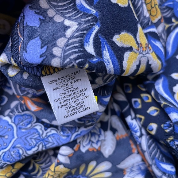 Loft Floral Mixed Print Popover Long Sleeve Blue Yellow - Picture 5 of 8